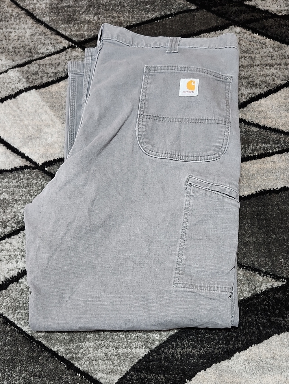 CARHARTT GRAVEL GRAY PHONE-POCKET RELAXED-FIT RUGGED FLEX WORK JEAN PANT 42/30